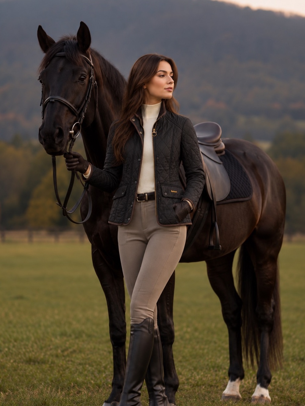 Barbour Cavalry Polarquilt Quilted Jacket Black Women’s US 4 Equestrian